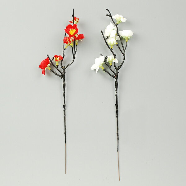 【冬の装飾】シルク梅枝（赤・白）【領収書発行】【あす楽対応_東北】【あす楽対応_関東】【あす楽対応_甲信越】【あす楽対応_北陸】【あす楽対応_東海】【あす楽対応_近畿】