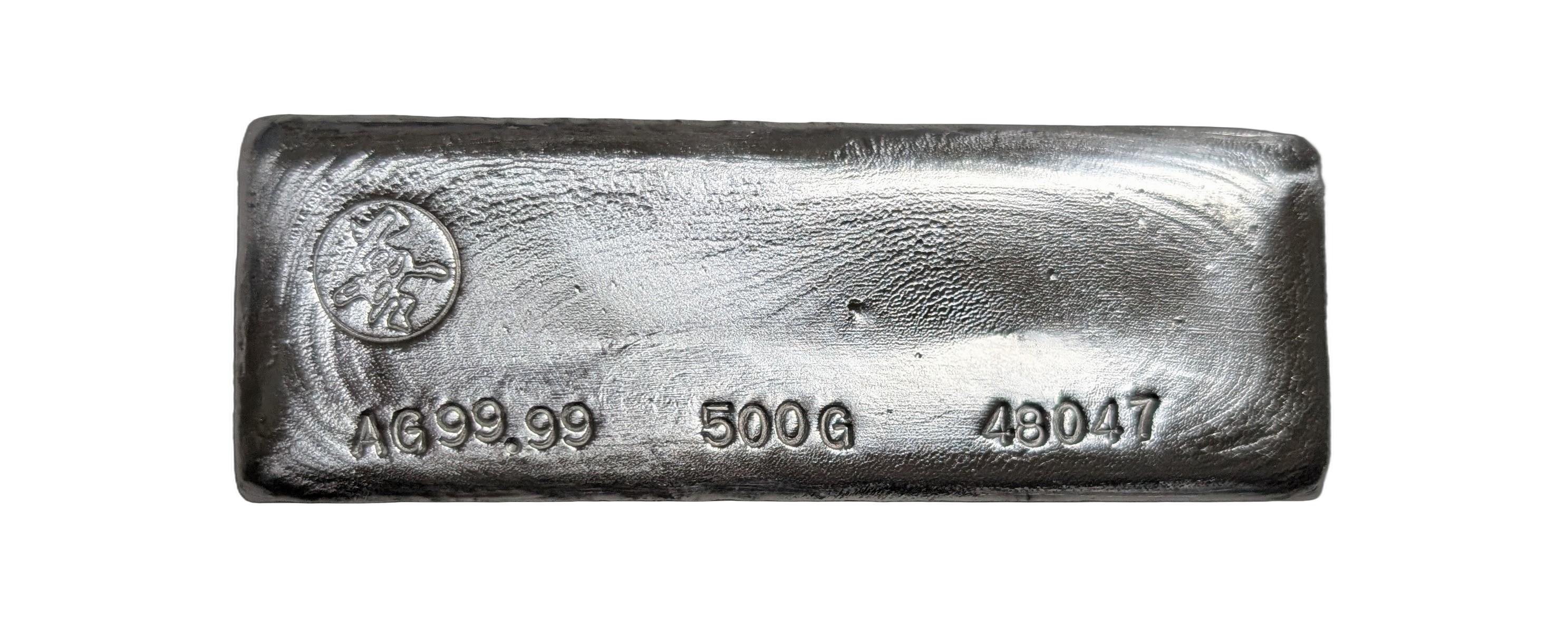 銀　シルバー　インゴット　【弊社発行保証書付き】　純銀　500g　森銀　延べ棒　新古品　Silver　Ingot