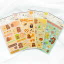 cafe teddy 手帳デコセット 箔押し フタバ ROKKAKU クリアシール デザインペーパー カフェテディ テディベア クマ 韓国風カフェ カフェ風雑貨 デコグッズ 可愛い デコレーション かわいい ファンシー たくさん貼れる スマホに貼れる