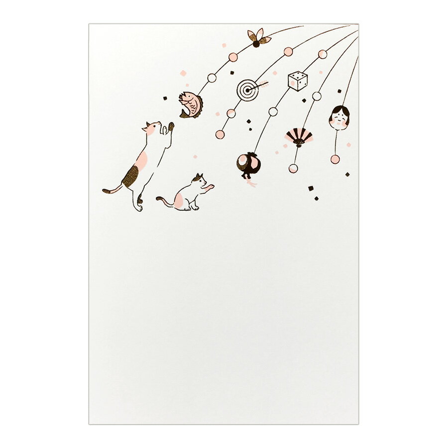 箔押し こよみはがき ねこ ROKKAKU フタバ ハガキ 葉書 猫 ネコ イラスト デザイン かわいい 可愛い おしゃれ メッセージ 植物 動物 日本製 和 光沢感 手書き 葉書 私製はがき ハガキ メッセージ