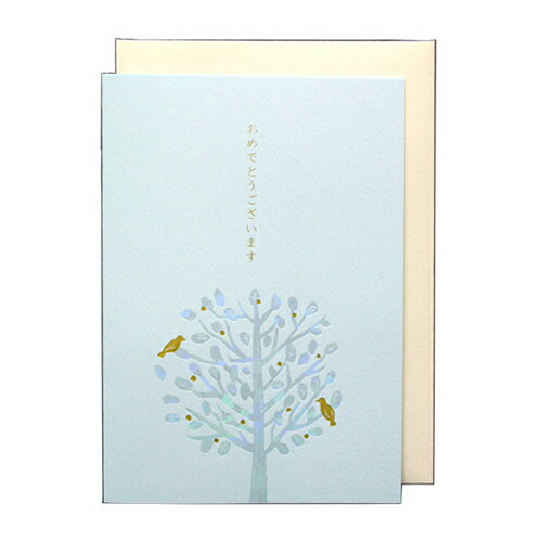 【在庫限りで終了】箔押し お祝いカード 幸せの青い鳥 ROKKAKU フタバ 誕生日 祝い事 動物 デザイン シンプル かわいい 可愛い おしゃれ メッセージ おめでたい 日本製