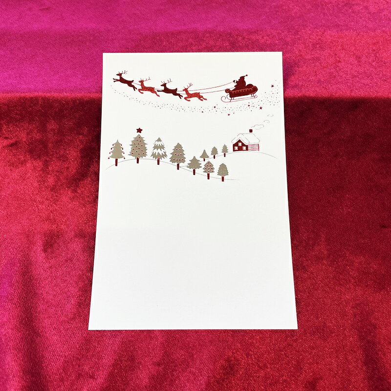 箔押し クリスマスはがき サンタクロース 1枚入 CHR003 ROKKAKU フタバ クリスマス 冬 イラスト デザイン シンプル プレゼント メッセージ ギ...