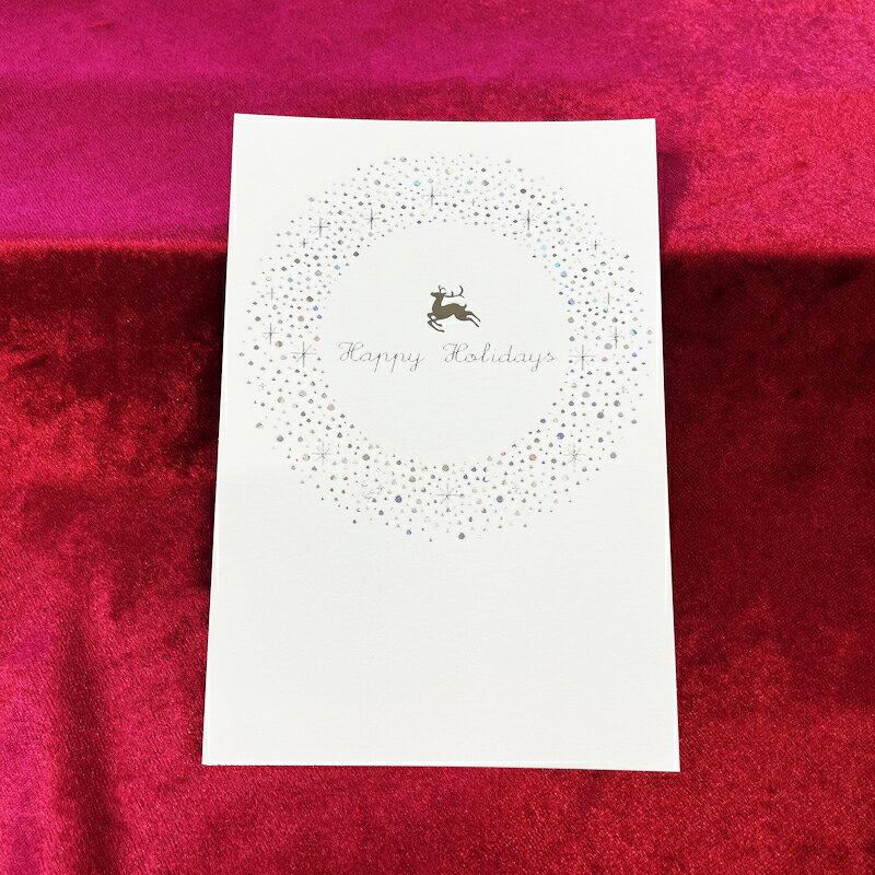 箔押し クリスマスはがき 円形トナカイ 1枚入 CHR006 ROKKAKU フタバ クリスマスカード 冬 ホリデー イラスト デザイン シンプル プレゼント ...