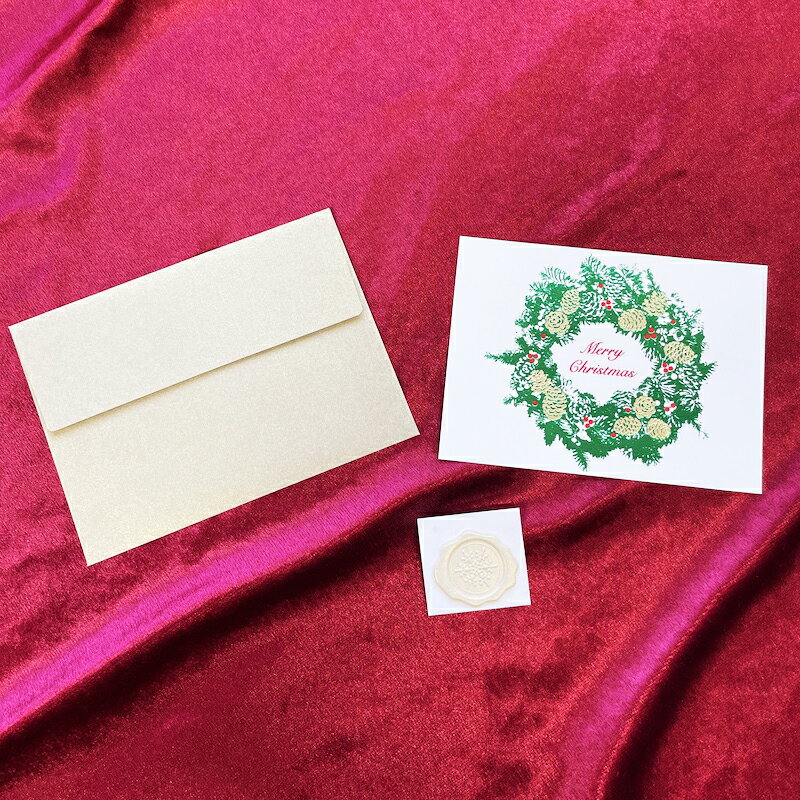 箔押し クリスマスミニカードセット リース 1枚入 SGC003M ROKKAKU フタバ 冬 クリスマス デザイン かわいい 可愛い おしゃれ ミニサイズ メ...