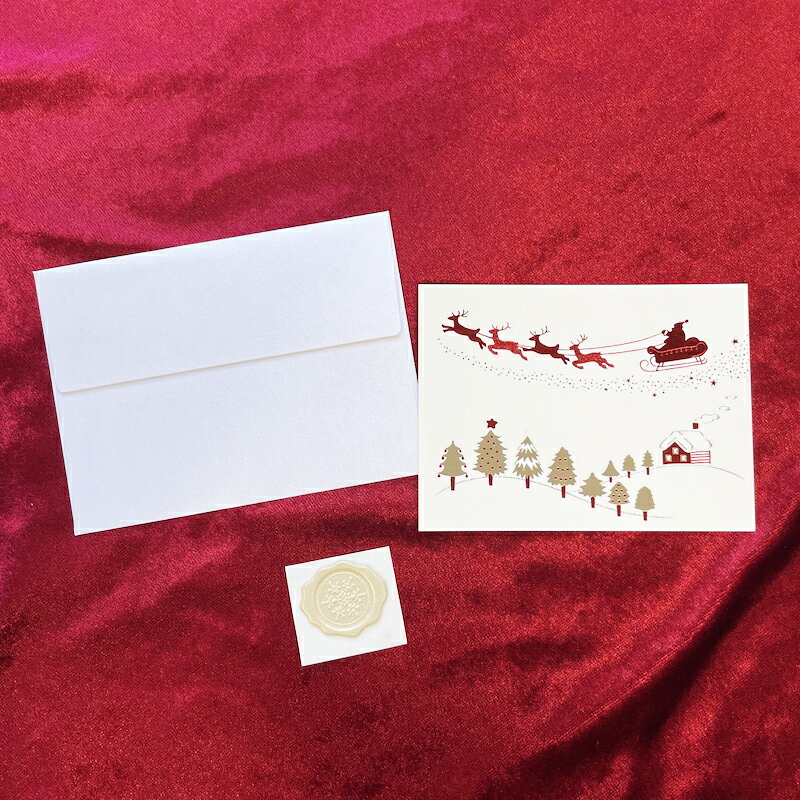 箔押し クリスマスミニカードセット サンタクロース 1枚入 SGC004M ROKKAKU フタバ 冬 クリスマス サンタ トナカイ デザイン かわいい 可愛い...