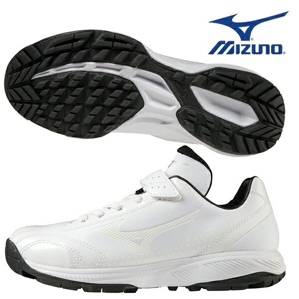 野球トレーニングシューズ ジュニア ミズノ ライトレボTR 少年野球 軟式野球 幅広 3E ゴム紐 ベルト ホ..