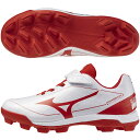 【ショップ限定 エントリーでさらに+9倍】ミズノ MIZUNO 野球 ジュニア ポイントスパイク クッションレボダイヤ Jr 子供 ホワイト×レッド 11GP2527-62