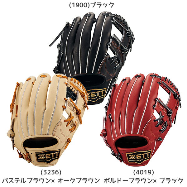 厳選された北米原皮を日本のタンナーが加工したこだわりのステアレザー仕様。J号ボール対応。ポケットが自然に形成しやすい今宮タイプ。●カラー：(1900)ブラック、(3236)パステルブラウン×オークブラウン、(4019)ボルドーブラウン×ブラック●タイプLH●重量：480g(±30g)●素材・材質：天然皮革製(表/RGレザー、平裏/RGレザー)●原産国：ベトナム●グラブサイズ：サイズ:L