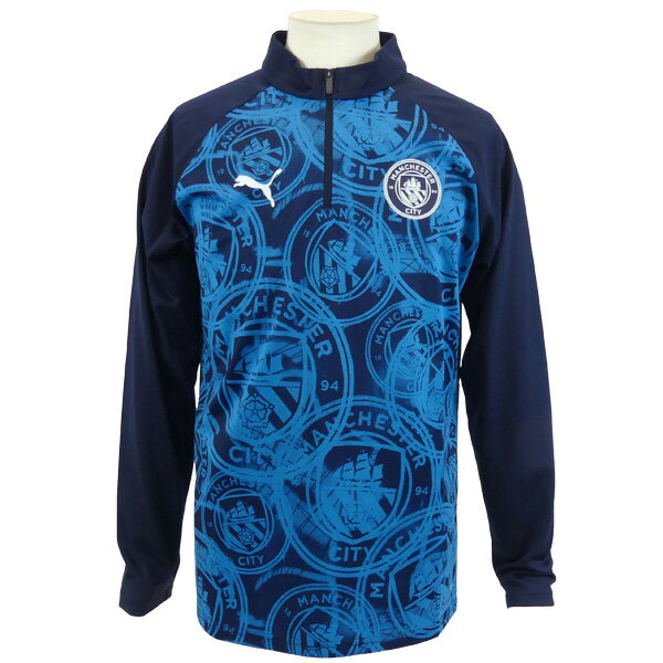 マンチェスターシティ ミニ裏毛 MCFC 2025-26 1/4ジップトップ 785781-04 サッカー レプリカ トレーニングウェア ネイビー プーマ PUMA