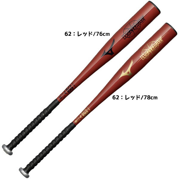 ミズノ MIZUNO 野球 ジュニア 軟式 金属製バット WILL DRIVE RED×HITTING NAVI ヒッティングナビ トップバランス 少年 1CJMY193