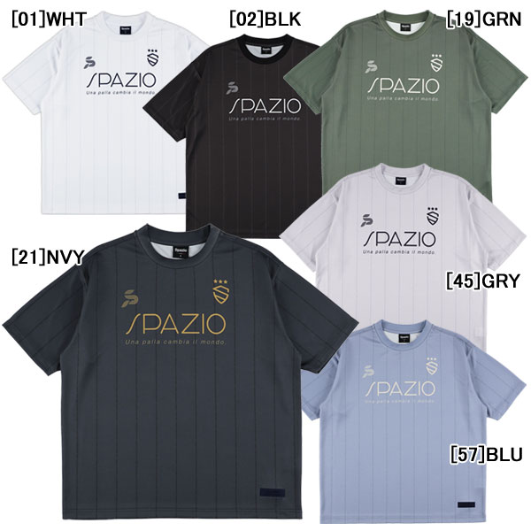 【ネコポス対応可】スパッツィオ Spazio ストライプ オーバーサイズ プラTシャツ GE1145 サッカー フットサル 半袖 プラクティスシャツ メンズ