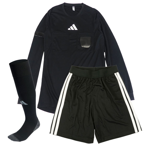 【3点セット】アディダス adidas 接触冷感 長袖 レフェリーシャツ レフェリーショーツ ソックス ODW42/DB694/EQ554 サッカー フットサル 審判用ウェア