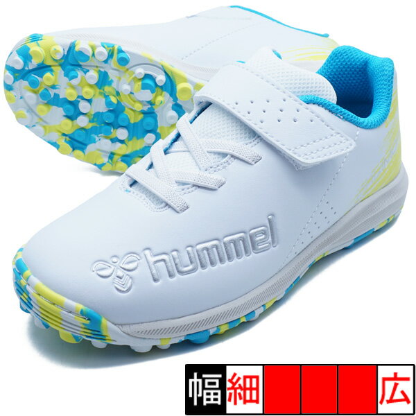 Rakuten - プリアモーレVIアルファ VTF Jr. ヒュンメル hummel HJS2135-1067 ホワイト ライトブルー ジュニア サッカー トレーニングシューズ ベルクロ