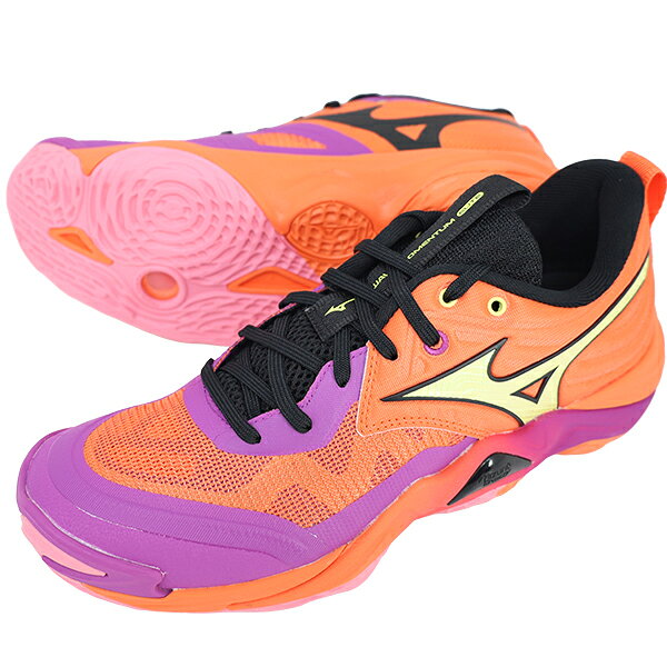 ミズノ MIZUNO メンズ レディース バレーボールシューズ ウエーブモーメンタムエリート WAVE MOMENTUM ELITE コーラル V1GA2512-81