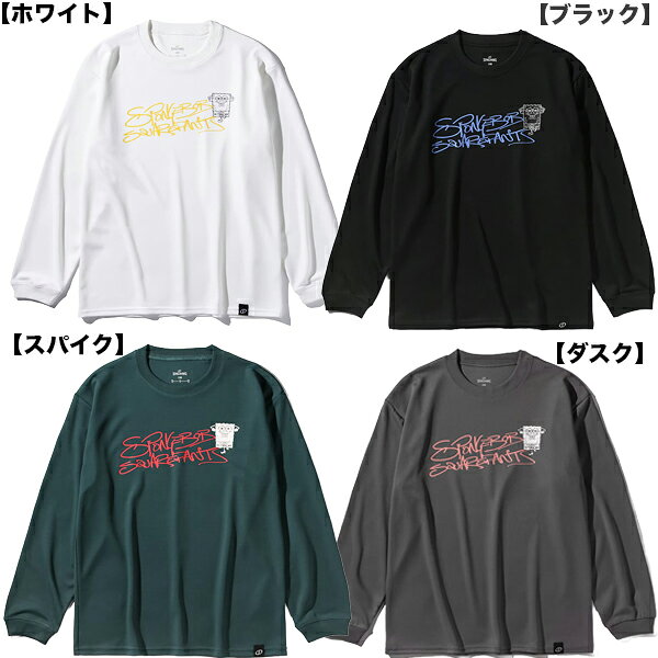 ジュニア ロングスリーブTシャツ スポンジ・ボブ グラフィティバスケットボール ジュニア 長袖シャツモノトーンのクールなスポンジ・ボブにワントーンのロゴがポイントのシンプルな長袖ジュニアTシャツ。【メーカー】スポルディング SPALDING【カラー】ブラック、ホワイト、スパイク、ダスク、【素材】ポリエステル100%吸水速乾、UVカット