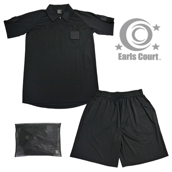 ウエア アールズコート Earls Court レフリーウェア 上下 3点セット EC-R001 サッカー 審判服 レフェリーウェア 半袖シャツ プラパン 収納袋