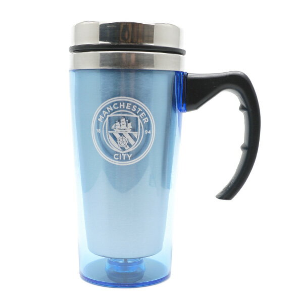 サポーターグッズ マンチェスターシティ オフィシャル アルミニウム トラベルマグ 450ml MNC_H_TRAVEL_MUG サッカー 取っ手付き カップ サポーターグッズ ブルー