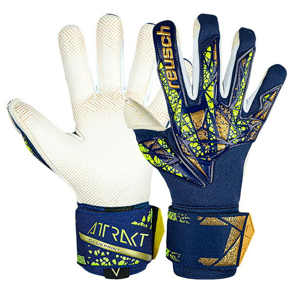 ロイシュ reusch アトラクト ゴールドX グリーンプリント 5470974-4410 サッカー GKグローブ プレミアムブルー