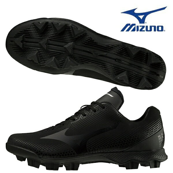 ポイントスパイク ウェーブライトレボ ミズノ mizuno 軟式野球 ソフトボール スパイク 3E ワイド ブラック 黒 11GP222100