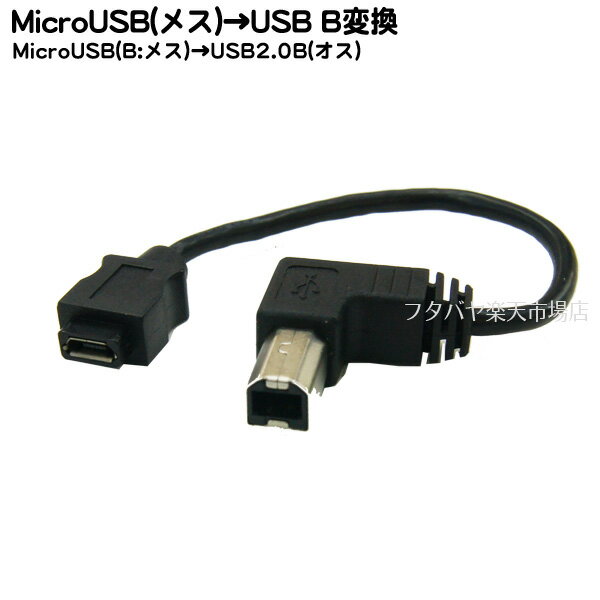 MicroB→USB2.0B変換ケーブル MicroB(メス) USB2.0B(オス) 長さ約10cm ストレート結線 COMON MB-B01L