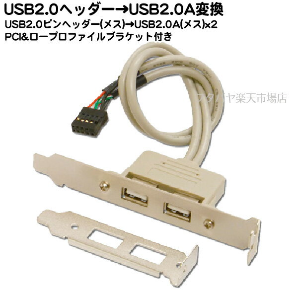 【限定】マザーボードUSB2.0ピンヘッダ→USB2.0A端子リアスロット変換ケーブルAINEX(アイネックス) RS-002E マザーボード上のUSB2.0ピンヘッダからUSB2.0Aタイプ(メス)をリアスロット取付用へ●ケーブル長:30cm●USB2.0A端子2ポート