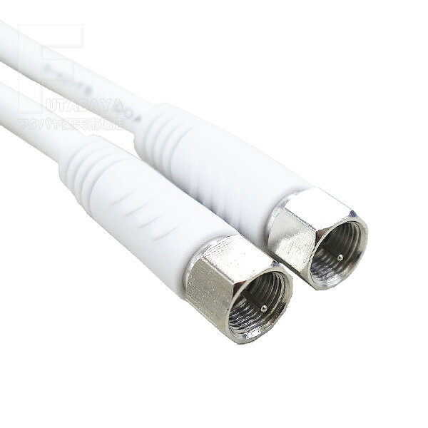 アンテナケーブル1m 白色 デジタル放送対応 アンテナケーブル1m S4C-FB 75Ω/ OFC 高純度銅 ネジ式端子 白色ケーブル COMON (カモン) F-10
