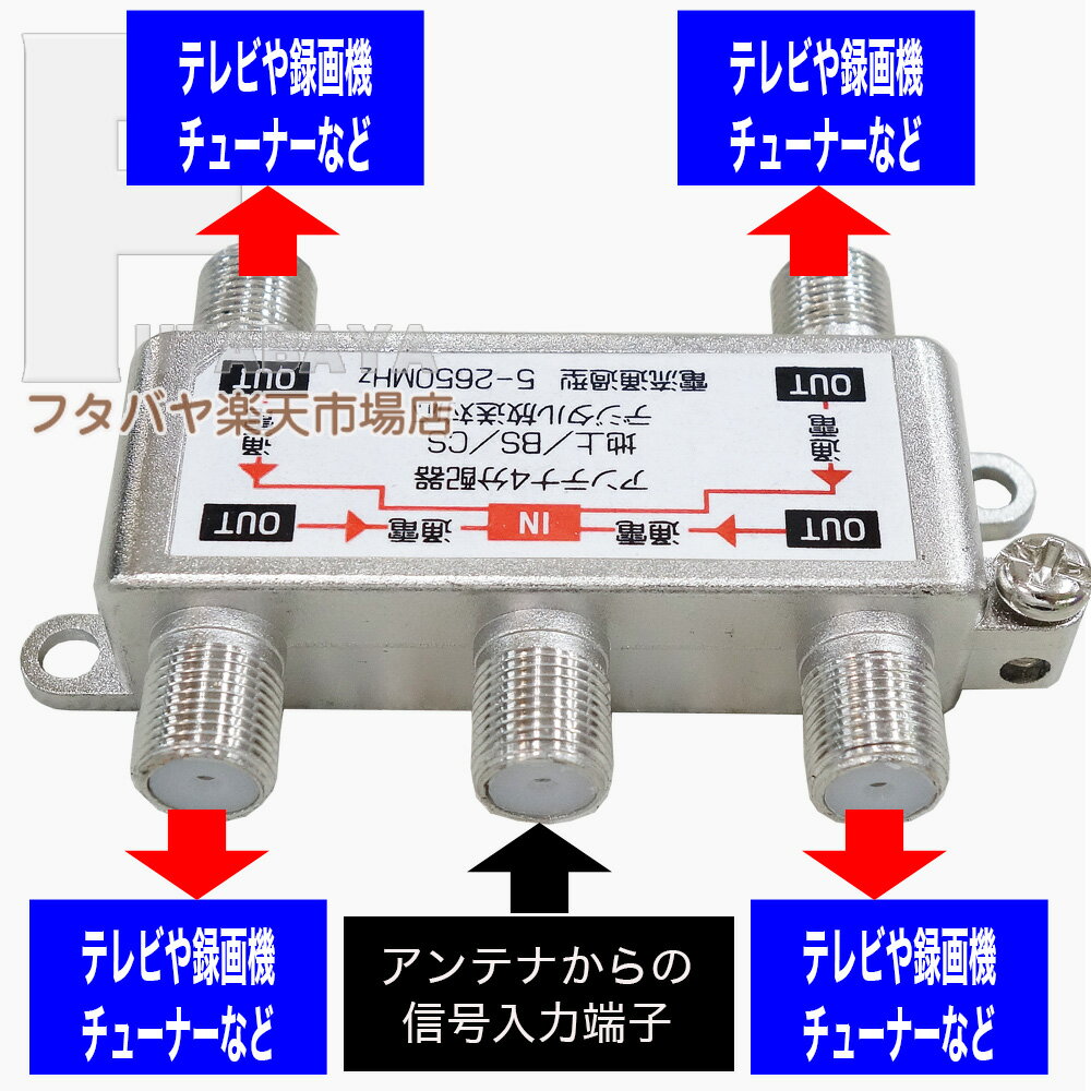 地デジ対応アンテナ分配器 4分配 地上デジタル BS/CSデジタル放送対応 2k 4k放送に対応 タッピングネジ付き 全端子電流通過型 AINEX アイネックス ANT-02A