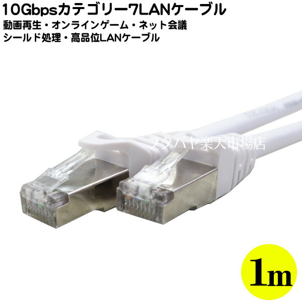 カテゴリー710Gbps LANケーブル1m 10GBase/T対応 ●長さ:約1m ●カテゴリー7 ●10ギガビット対応 ●ストレート結線 ●色：ホワイト ●撚線 ●COMON 7T-01