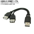 補助電源端子付きUSBケーブル USB2.0(オス)→USB2.0(メス)+USB電源専用ケーブル 変換名人 USBA/2 ※片方は充電専用となります。