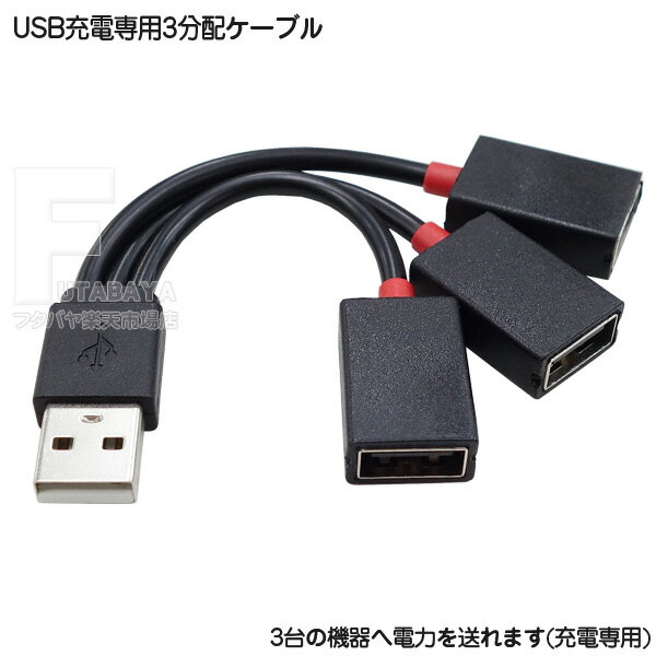 電力専用USB A端子 3分配ケーブル 10cm USB2.0 Aタイプ(オス)-USB2.0 Aタイプ(メス)x3個 電力供給専用ケーブル 5v2Aの範囲で使用可能 変換名人 VL-J10/P