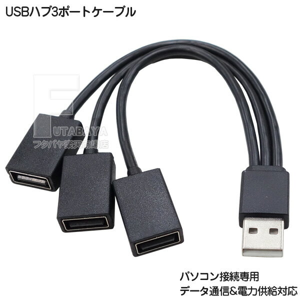 USBハブケーブル 3ポート 18cm USB2.0 Aタイプ(オス)-USB2.0 Aタイプ(メス)x3個 データ通信＆電力供給対応x3 USBハブ機能搭載 5v2Aの範囲で使用可能 ケーブル長 約18cm 変換名人 VL-D18/P