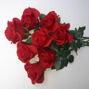使い勝手の良いコストパフォーマンスに優れた美しいヘッドの赤いバラの造花8本セット