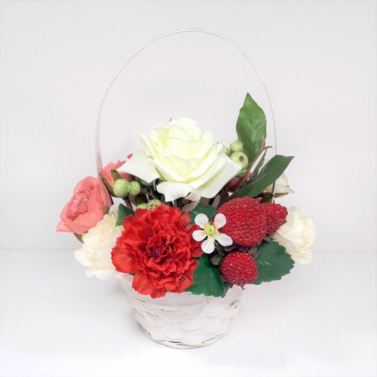 乐天商城 - 【当店オススメ】造花　アーティフィシャルフラワー　フラワーアレンジメント　母の日　お母さんありがとう　プレゼント　ギフト　バラ　いちご　無料ラッピング　無料メッセージカード