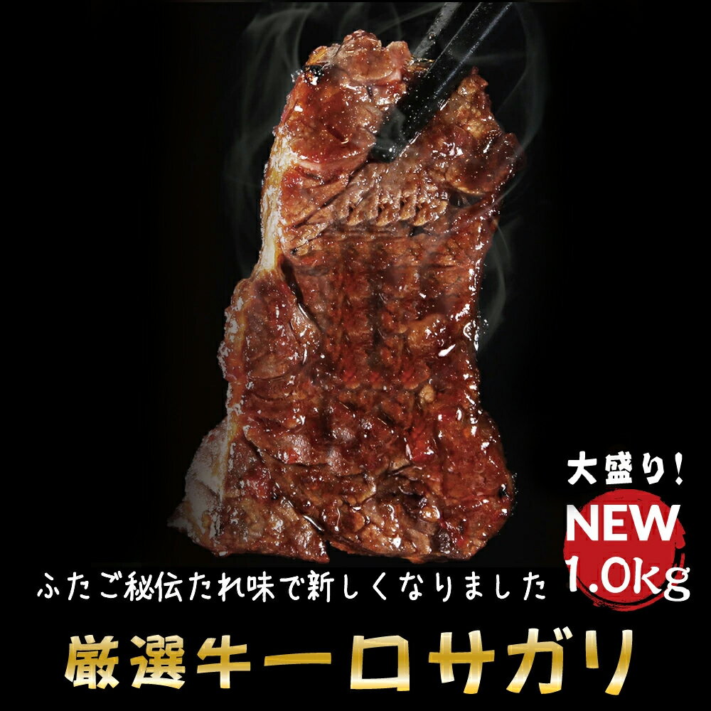 大阪焼肉・ホルモン ふたご 焼き肉 送料無料 商品リニューアル 厳選牛 一口 サガリ 大盛セット 1kg(200g×5パック) 焼肉 お肉でパーティ バーベキュー(BBQ)！お取り寄せ、贈り物にもおすすめ！