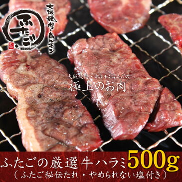 今だけ！「やめられない塩」特典付き！ふたごの厳選牛ハラミ 250g×2パック（合計500g） 秘伝のたれ・塩付き　焼肉 セット お取り寄せ　バーベキュー