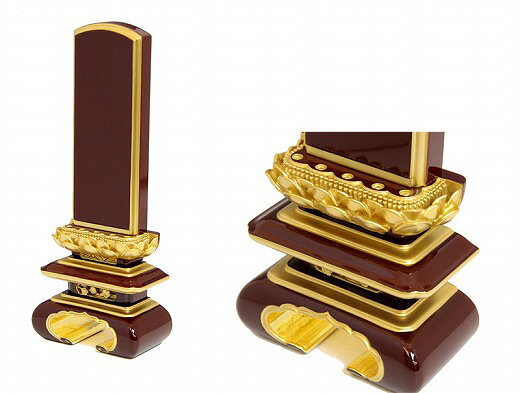 位牌 国産 住吉 会津 溜色漆 わらび足吹蓮華 45号 本金蒔粉仕上