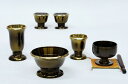 モダン仏具 有明 りんセット 中 5具足 セピア