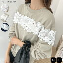 最大3000円OFFクーポン★期間限定SALE!スウェット レース ドッキング 透け感 大人可愛い 上品 カジュアル 韓国ファッション オフィスカジュアル 20...