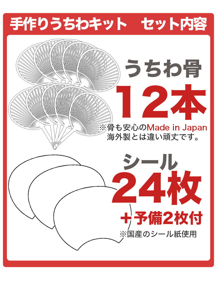 【送料無料】手作りうちわキット 1セット12本入り！選べる6色！ 上質紙 手書き＆プリンター対応 応援 コンサート 工作 おうち時間　ステイホーム 巣ごもり 巣ごもりアイテム　子供 子ども うちわ無地 デコうちわ アイドル