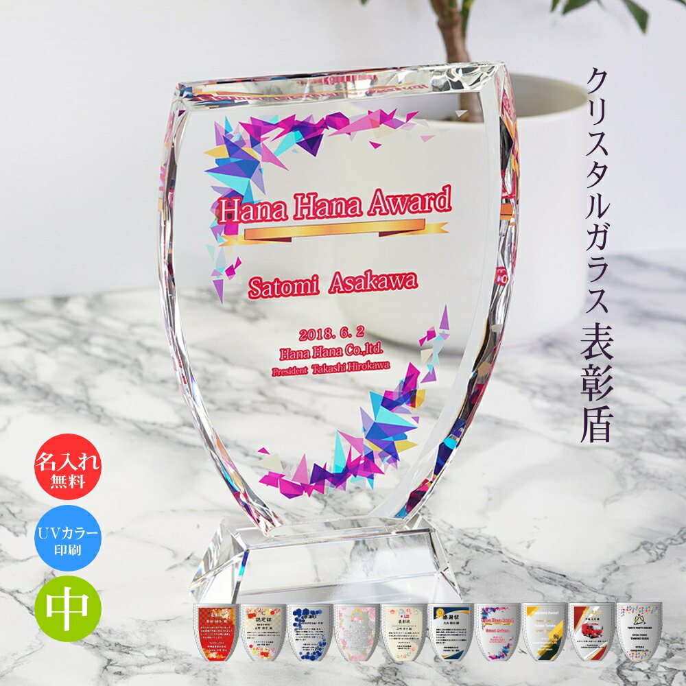 ガラス 表彰盾 (中) クリスタル ガラス 盾 トロフィー 記念品 景品 表彰品 認定証 感謝状 周年記念 創立記念 社内表彰 退職祝い 認定証 卒業記念品 優勝 表彰 卒業 感謝状 表彰状 スポーツ大会 コンペ ゴルフコンペ スポーツ イベント おしゃれ ガラス製 ブロンズ dp-1-b