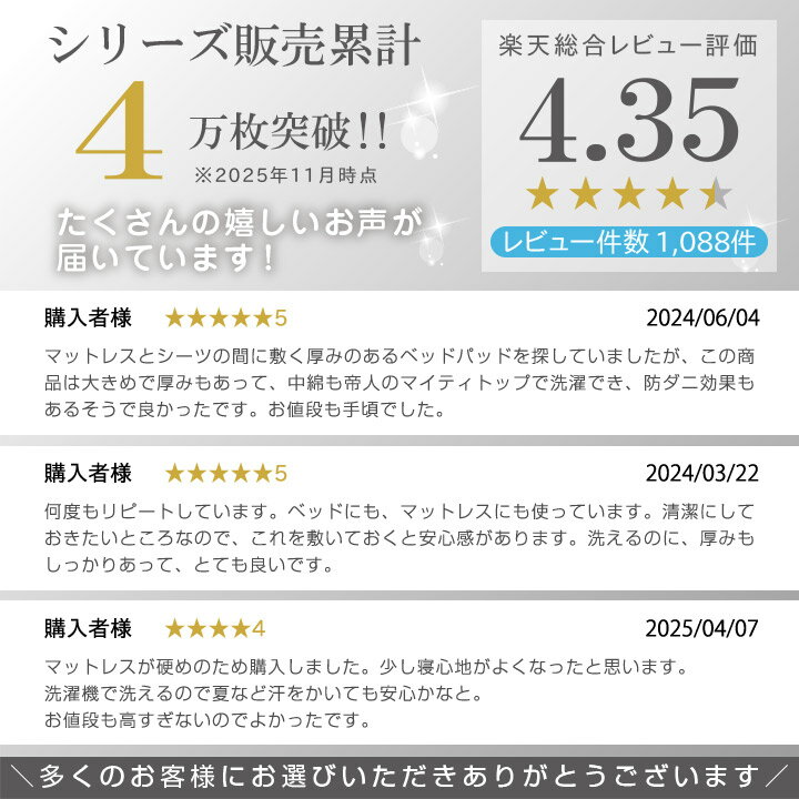 ベッドパッド シングル セミダブル ダブル ワイドダブル クイーン キング ワイドキング えらべる7サイズ 敷きパッド 防ダニ 抗菌防臭 洗える ウォッシャブル マイティトップ 帝人 ベットパット 敷きパット 寝具 体圧分散 A042 - Image 2