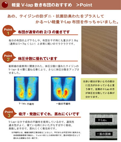 サテンストライプ軽量・体圧分散型テイジンV-Lap軽量敷き布団シングルサイズ(約100×200cm)軽いふかふか体圧分散TEIJINV-Lap日本製テイジンv-lap軽量敷き布団teijin軽量敷布団v-lapteijin軽量敷布団v-lap
