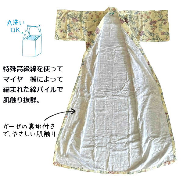 タオル かいまき 綿 ガーゼ裏地 夜着 通気性 140×190cm 花柄 赤 青 高級綿マイヤー 北関東 東北 熟睡 ギフト ラッピング無料 futon-plaza-10000123 ふとんプラザ サンプル画像2