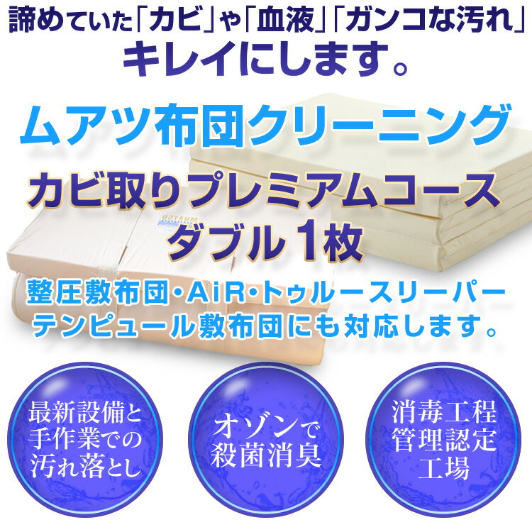 【送料無料+P5倍 5/16 01:59迄】セール限定価格 ムアツ布団 クリーニング カビ取り ダブル 1枚 整圧敷布団 エアー トゥルースリーパー プレミアムコース 大型宅配便