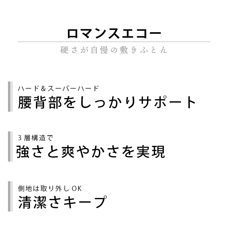 【ポイント10倍】ロマンス小杉　ロマンスエコー 硬い布団のこだわりの逸品！国産【日本製】ニューロマンスエコー （シングル/95×205×9cm）ホワイト　バレンタイン　ギフトに【中型便】【バレンタイン】【あす楽対応】格安通販　バレンタイン　人気　ランキング