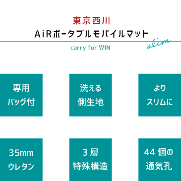 【ポイント10倍】西川エアー ポータブル モバイルマット スリム AiR 東京西川 専用バッグ付き 西川 エアー マットレス ベッドパッド アウトドア スポーツ 遠征 キャンプ フィッシング 釣り 車中泊テレワーク　敷布団 ごろ寝マット【敬老の日】