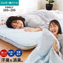 消臭 敷きパッド ファミリーサイズ 200 205 綿100% 西川 (シングル2枚分) パイル 春夏用 抗菌 吸湿 敷パッド ワイドキング 3大消臭 洗える 加齢臭 デオドラント さらさら マルチカバー タオル地 ブルー 200×205cm
