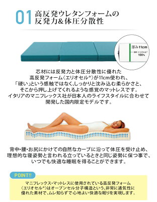 【ポイント2倍!10月24日 20:00〜】【正規販売店】【10年保証】マニフレックス 高反発マットレス メッシュウィング(シングルサイズ) 三つ折りマットレス メッシュウイング 軽い 三つ折りタイプ 腰痛対策 正規品 長期10年保証 送料無料 - Image 2