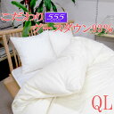 【ブライダル寝具 555シリーズ】【高級カバープレゼント】★日本製☆ 羽毛布団 クイーン ハンガリー産グース93%/増量2.1kg/60サテン/ダウンパワー350以上/エクセルゴールドラベル/殺菌/脱臭/防カビ/二層/綿100%羽毛ふとん/シルバーグース/超長綿/送料無料/北海道送料無料(3)