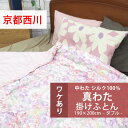 【アウトレット・訳アリ商品】専用カバー付き！【京都西川】真綿 掛け布団 ダブル 190×200cm シルク100％ ポリエステル100％生地 真わたふとん 1.5kg 真わた 掛けふとん フイラージュ D 絹掛ふとん 日本製 天然素材 オールシーズン 春 夏 秋 冬【送料無料】西川